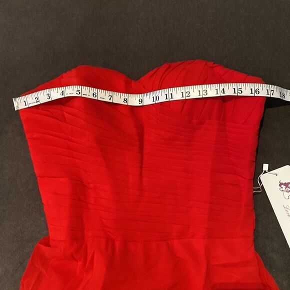 Women’s Full Length Red Chiffon Prom Party Dress Sweetheart Neckline Size 6 NWT - Picture 8 of 11